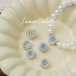 Silver-plated Inlaid Aquamarus Beaded Pendant Handmade DIY Beaded Bracelet Necklace Earrings Headwear Accessories - Image 2