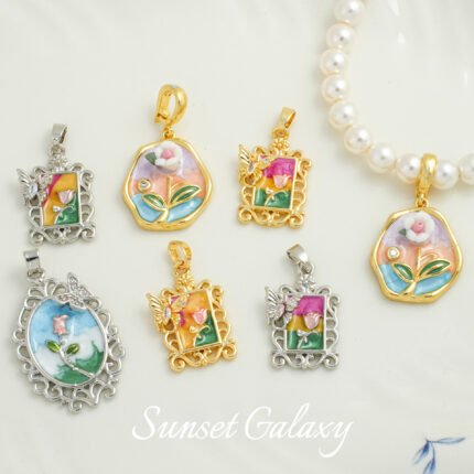 French Antique Rose Flower Universal Buckle Pendant Handmade DIY Beaded Material Bracelet Necklace Accessories