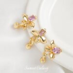 Real Gold-plated Powder Zirconium Four-leaf Flower Pearl Round Coil Connecting Buckle Handmade DIY Bracelet Necklace Beaded Accessories Material - Image 5