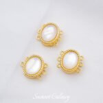 18K gold-plated white shell black shell oval three-row magnetic buckle magnet buckle diy bracelet necklace beaded accessories material - Image 5