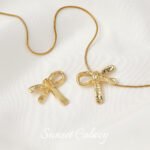 18k gold color plating real gold bow pendant pendant handmade diy string bracelet necklace jewelry accessories - Image 5