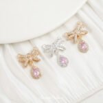 Bow Pendant Double Hanging Real Gold Plating Zirconium Handmade DIY Bracelet Necklace Beaded Beaded Jewelry Accessories Material