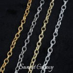 18k gold-plated silver color embellished chain flat chain extended chain beaded handmade diy material bracelet necklace accessories