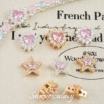 18 packs of gold bright silver stars love full zirconium diamond beads beaded handmade DIY material bracelet necklace accessories - Image 3