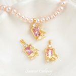 Real Gold Plated Zircon Diamond Square Butterfly Pearl Pendant Handmade DIY Material Bracelet Necklace Beaded Beaded Accessories