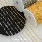 18K gold and silver flat O chain side chain handmade DIY beaded material bracelet necklace jewelry earring accessories material