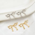 Bow Double Hanging Copper Plated Real Gold Dispersion-preserving Beads Handmade DIY Bracelet Necklace Beaded Jewelry Material Accessories - Image 2