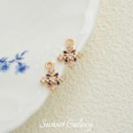 18k Gold Plated Zirconium Diamond Maple Flower Single and Double Hanging Pendant Handmade DIY Beaded Material Bracelet Necklace Accessories - Image 20