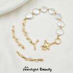 18k gold color inlaid with pearl branch connecting rod elbow handmade DIY beaded bracelet necklace jewelry accessories