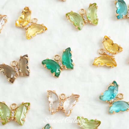 Temperament Gentle Butterfly Pendant Double Hanging Color Copper Plated Real Gold DIY Handmade Bracelet Necklace Bead Accessories Material