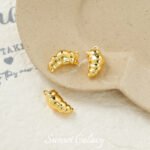 18K Gold-Plated Color-Preserving Ins Style Croissant Pendant Handmade DIY Beaded Bracelet Necklace Jewelry Accessories Material - Image 3