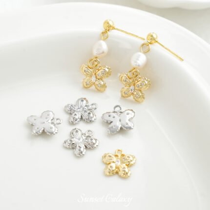 Butterfly Zirconium Pendant Copper Plated Gold Beads Handmade DIY Bracelet Necklace Beaded Beads Earrings Material Accessories