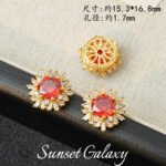 18K Sunflower Zircon Rose Cut Full Zircon Accessories Handmade DIY Beaded Bracelet Necklace Jewelry Accessories Material - Image 9