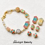 Ancient Sha Gold Ruyi Ping An Joy Four-leaf Clover Beaded Pieces of Loat Beads Handmade DIY Beaded Bracelet Jewelry Accessories