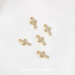 18k gold color retaining micro inlaid zircon cross pendant handmade DIY beaded bracelet necklace jewelry accessories - Image 8