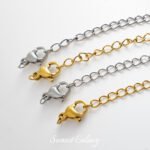 18K Gold Lobster Buckle Bracelet silver Extended Chain Handmade DIY Material Beaded Buckle Head Plus Long Tail Chain Jewelry Accessories - Image 2