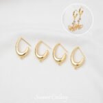 18K Gold Niche ins Earrings Oval Earrings Pendant Accessories diy Handmade Beaded Pearl Earrings Earrings Material