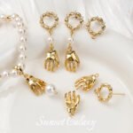 18K gold plated gold gloves earrings earrings pendant handmade diy string earrings bracelet necklace accessories