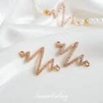 Copper Plated Real Gold Inlaid Zirconium Z Lightning Double Pendant Handmade DIY Bracelet Necklace Earrings Beaded Beaded Accessories Material