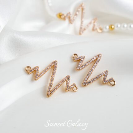 Copper Plated Real Gold Inlaid Zirconium Z Lightning Double Pendant Handmade DIY Bracelet Necklace Earrings Beaded Beaded Accessories Material