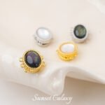 18K gold-plated white shell black shell oval three-row magnetic buckle magnet buckle diy bracelet necklace beaded accessories material - Image 2