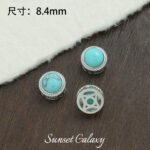 18k silver plated gold inlaid aquamarine turquoise beads handmade beaded diy material bracelet necklace accessories - Image 11