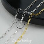 18k gold-plated silver color embellished chain flat chain extended chain beaded handmade diy material bracelet necklace accessories - Image 10