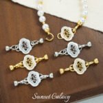 18k Gold and Silver Fritillaria Tian Yu Ruyi Double End Buckle Handmade Beaded DIY Material Bracelet Necklace Accessories