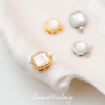 18K Gold Set White Shellfish Round Square Double Row Insert Buckle DIY Handmade Pearl Bracelet Necklace Connecting Buckle Accessories - Image 2
