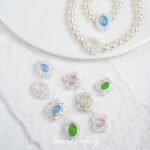 Silver-plated Color-preserving Inlaid Aquamarine Separated Beads diy Handmade Beaded Bracelet Necklace Loose Bead Jewelry Material Accessories