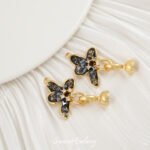 Dropping oil inlaid zirconium plated real gold black zircon gardenia round bead connection buckle handmade diy material bracelet beaded accessories - Image 5