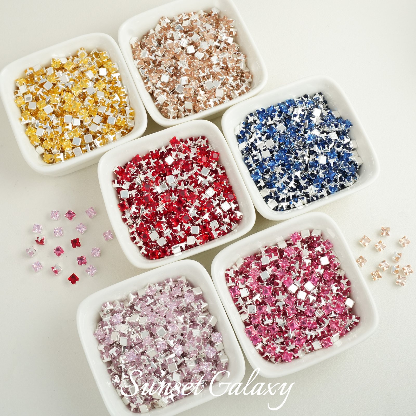 O1CN01QP3l4d1XU9tCqn9Nh_2217832672926-0-cib 18k Gold Plated Square Zircon Rhinestone Claw Diamond Bead Handmade DIY Material Beaded Bracelet Necklace Accessories - Image 1