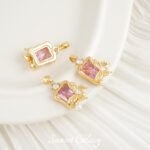 Real Gold Plated Zircon Diamond Square Butterfly Pearl Pendant Handmade DIY Material Bracelet Necklace Beaded Beaded Accessories - Image 3