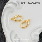 18K Oval Gold Bag Micro-inlaid Double Ring Tailer Buckle Handmade Beaded DIY Material Bracelet Necklace Accessories - Image 7