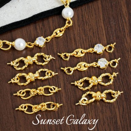 Strong Color Retention 18K Gold-Plated Twist Button Eye Needle Chain Handmade DIY Beaded Bracelet Necklace Jewelry Accessories Material