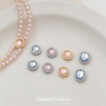 18K gold sea blue treasure powder treasure inlaid pendant loose beads handmade diy beaded earrings bracelet jewelry accessories materials