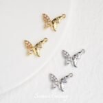 Butterfly with diamond pendant gold plated high color diy handmade bracelet necklace loose beads beaded jewelry accessories material