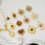 18k gold non-fading greek vintage tiger eye pendant handmade diy beaded material bracelet necklace earring accessories