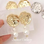 18K Gold-Plated Color-Preserving Pleated Flower Earrings Earrings DIY Earrings Earrings Beaded Pearl Jewelry Accessories Materials - Image 4