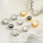 14K inlaid white shellfish black shellfish oval square magnetic buckle magnet buckle beaded handmade diy material bracelet bead accessories