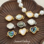 18k gold copper plated love gold abalone shell closing buckle handmade beaded diy material bracelet necklace accessories