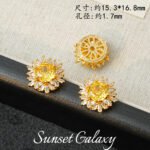 18K Sunflower Zircon Rose Cut Full Zircon Accessories Handmade DIY Beaded Bracelet Necklace Jewelry Accessories Material - Image 12