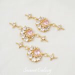 18K Gold-plated Sweet Heart Moon Inlaid with Zirconium Connecting Chain Pendant diy Bracelet NecKlace Pearl Jewelry Accessories Material - Image 4