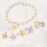18k gold color inlaid zircon moon star gingerbread man pendant handmade diy string bracelet necklace accessories - Image 2