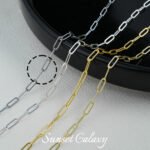 18k gold-plated silver color embellished chain flat chain extended chain beaded handmade diy material bracelet necklace accessories - Image 7