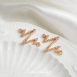 Copper Plated Real Gold Inlaid Zirconium Z Lightning Double Pendant Handmade DIY Bracelet Necklace Earrings Beaded Beaded Accessories Material - Image 6