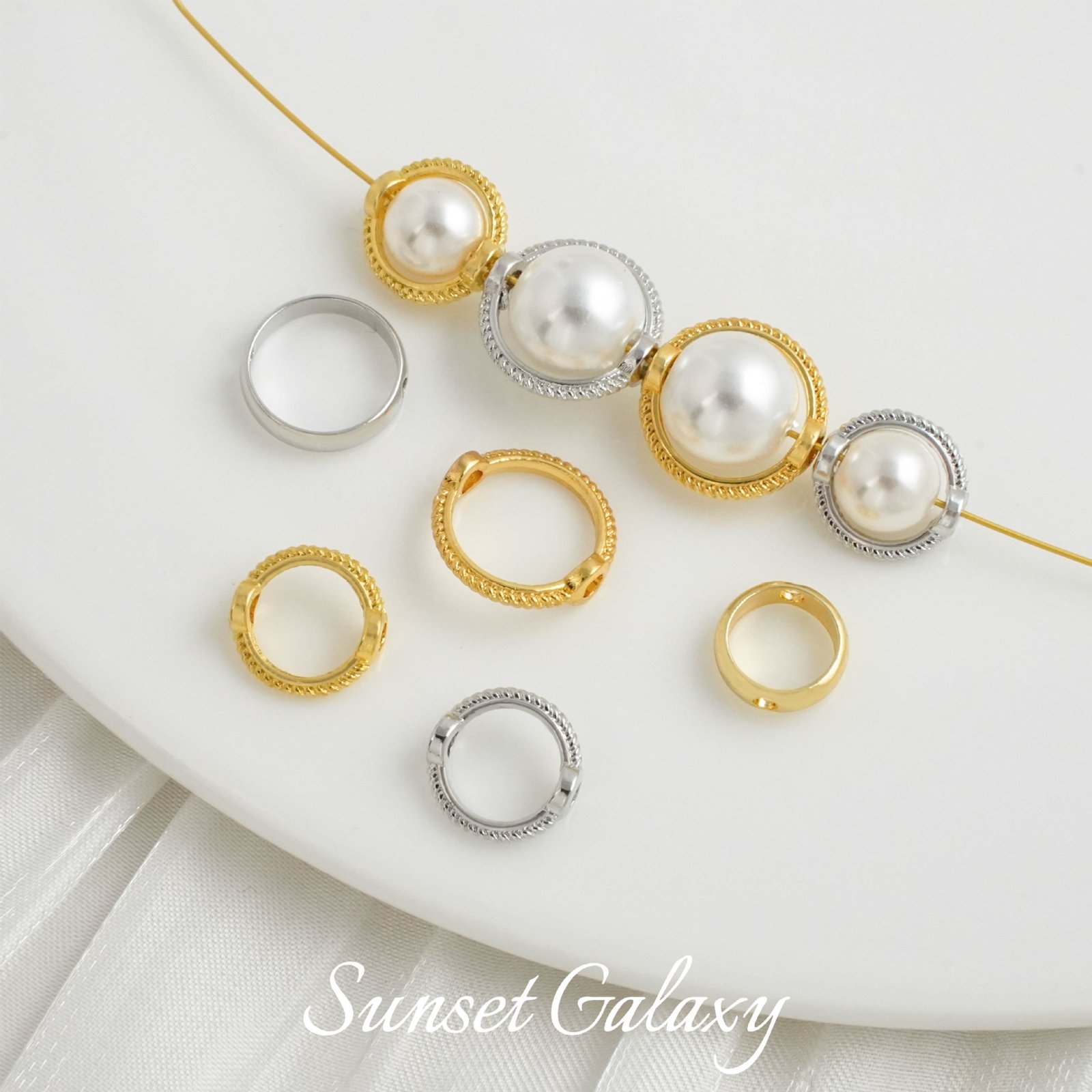 O1CN01SmJFOk1XU9sU3dUk3_2217832672926-0-cib 18K lace round double hole bead bag bead ring handmade diy material bracelet beaded necklace pearl jewelry accessories - Image 1