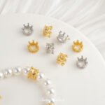 Gold plated crown zircon zircon diamond beads handmade diy beaded pearl loose beads bracelet necklace accessories material - Image 4