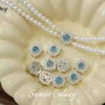 Silver-plated Inlaid Aquamarus Beaded Pendant Handmade DIY Beaded Bracelet Necklace Earrings Headwear Accessories - Image 11