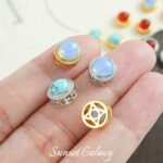 18k silver plated gold inlaid aquamarine turquoise beads handmade beaded diy material bracelet necklace accessories - Image 4